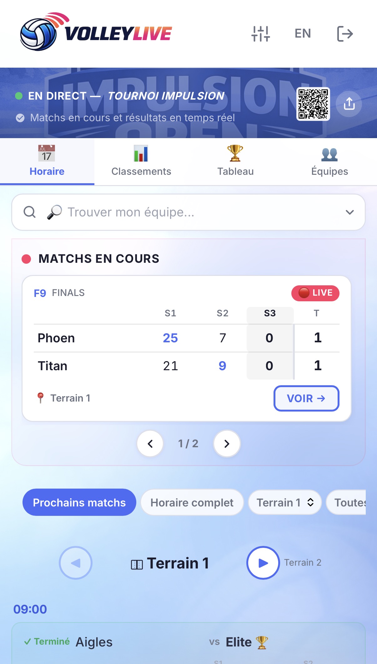 Matchs en direct